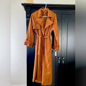Women's vegan suede Trench! Double breasted design! Light and cool piece!